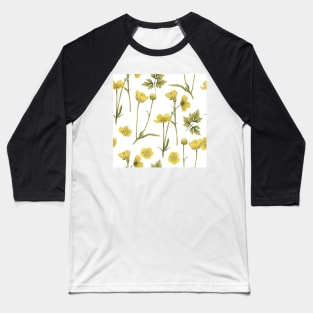 Buttercup summer small flower on white Baseball T-Shirt